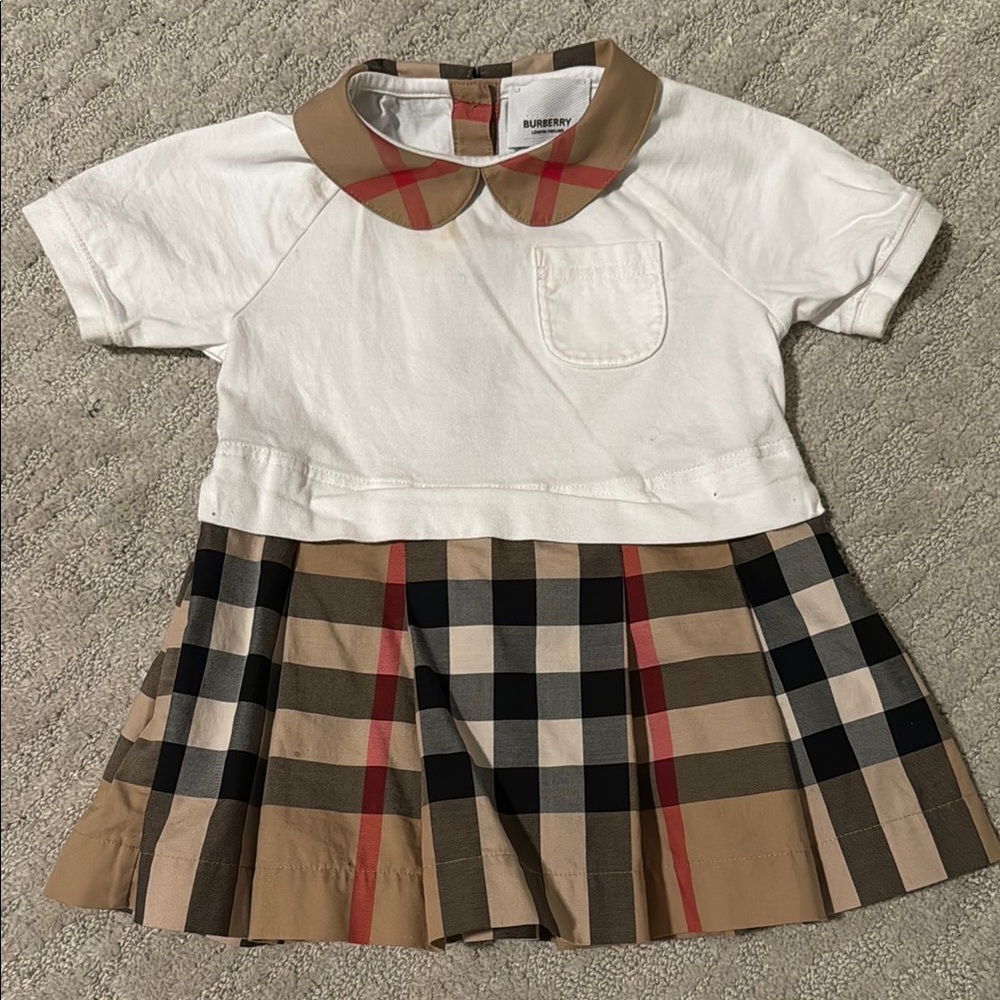 Burberry Kids Plaid Dress - White and Tan